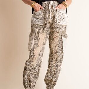 POL Leopard Patchwork Joggers